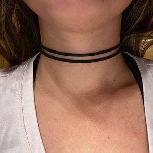 Plain black choker necklace